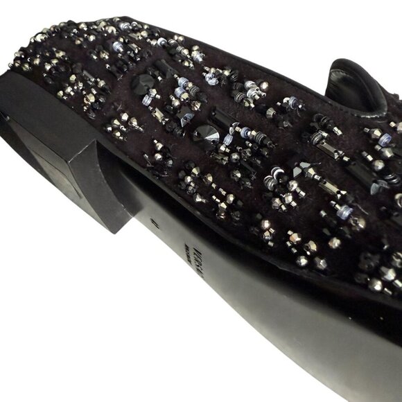 Versace 1003792 Men\'s Black leather loafer‎ embellished beading, 42 main image 13
